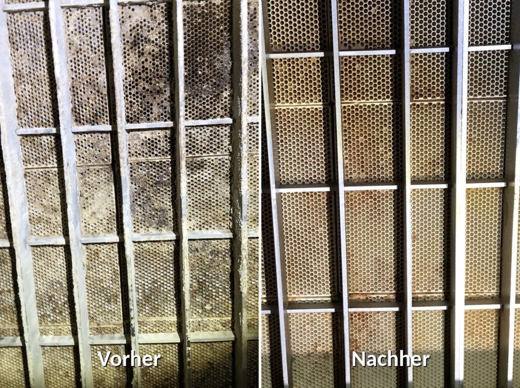 RTO-Wabenkörper vorher und nachher – Einsatz in einem Chemiewerk