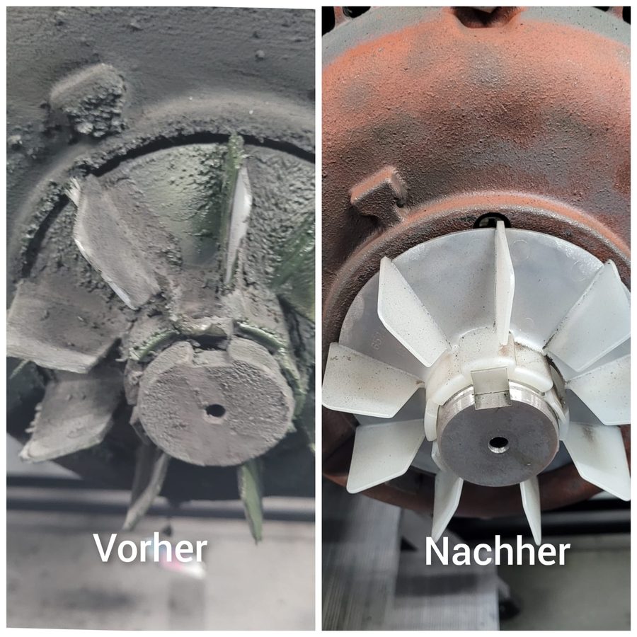Antriebsmotor vorher und nachher