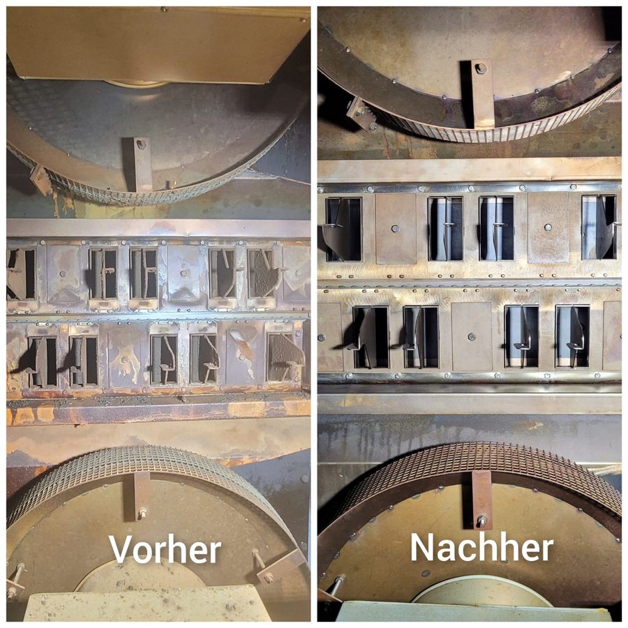Maschinengehäuse vorher und nachher